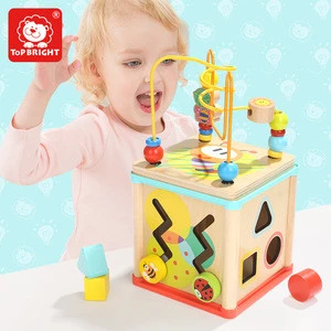 wholesale educational  5 In 1 Garden Activity Blocks Cube,Wooden Educational Blocks Toys for Kids