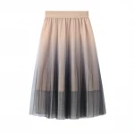 Wholesale Fashion Gradual Change Holiday Womens Casual Pengpeng Gauze Pleated Skirt