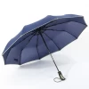 Wholesale Fashion Premium Reflect Fabric Design Full Automatic Wind Resistant Travel Polyester Black 3 Folding Umbrella