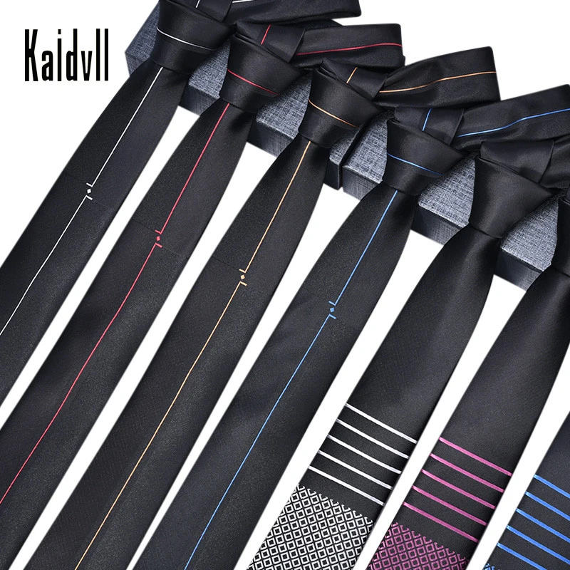 Wholesale Handmade Custom Embroidery Logo Polyester Necktie Plain Black Skinny Ties