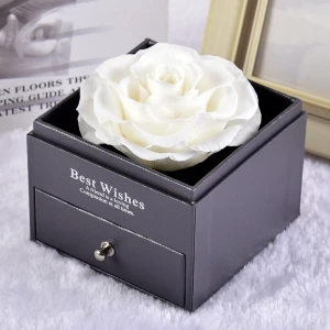 Wholesale hot selling mothers Day products rose preserved Acrylic jewelry box Flip acrylic