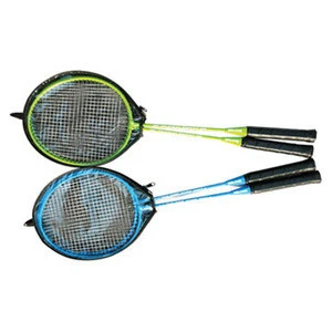 Wholesale hot selling two rackets set half cover packing custom printing steel cheap badminton racket set