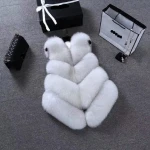 Wholesale Luxury High Imitation Winter Female Faux Fox Fur Waistcoat Ladies Sleeveless Bubble Thick Thermal Warm Jackets Female