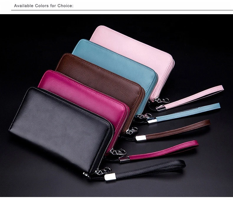 Wholesale Unisex Rfid Fashion Long Clutch Latest Design Women Purse Genuine leather wallet