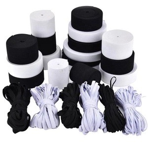 Wholesale various wide  0.6~75cm  cotton  Webbing strap Elastic Band Black and white