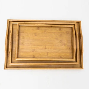 Wholesale Wooden Bamboo Food Serving Tray with Handle