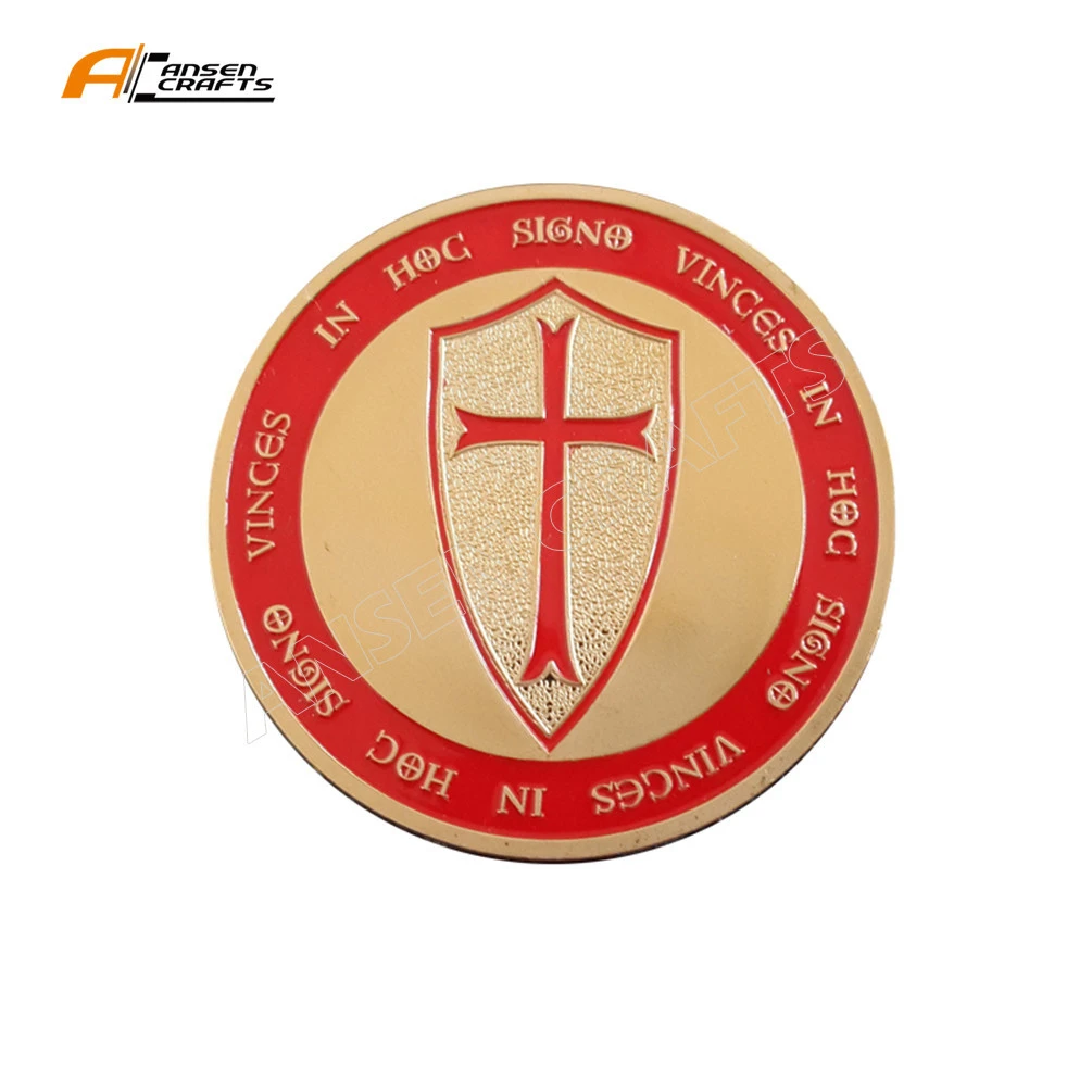 Wholesaler Commemorative Knight Templar Crusade Cross Gold Masonic Collection Coin Token