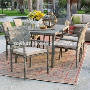 Wicker Coffee Table and Chairs Plastic Rattan Outdoor Furniture
