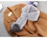 women scarf double faced rex rabbit hair fox wool ball scarf