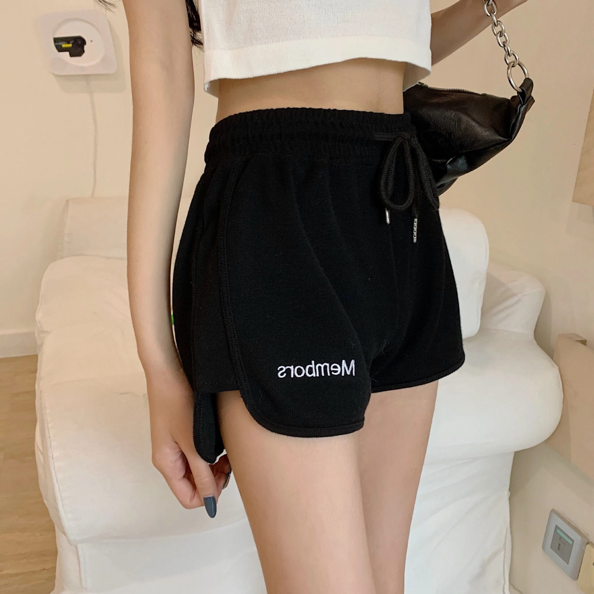 Women Short Pant Summer Casual Lady Loose Solid Soft Cotton Leisure Female Workout Waistband Skinny Stretch Shorts XQM