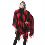 Womens Tassel Plaid Shawls Printed Open Front Blanket Ponchos for Women Large Scarf Soft Blanket Shawls