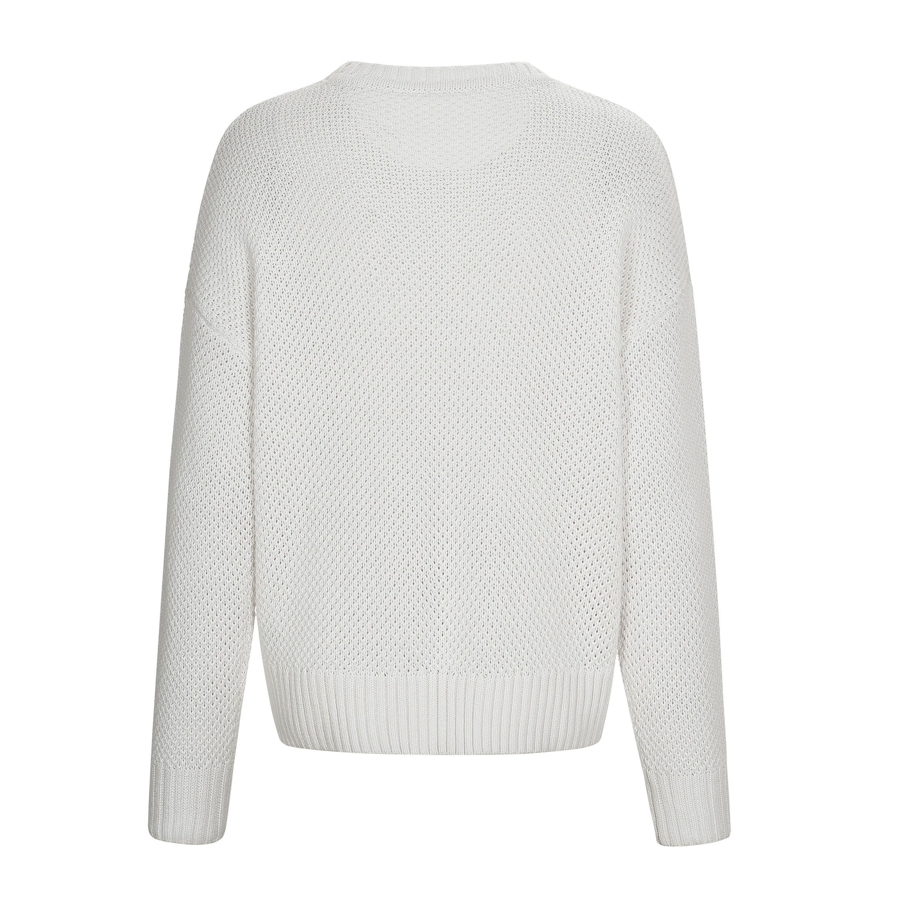 Women&#x27;s Long Sleeve Crewneck Solid Comfy Knit Tops Pullover Mesh hollow white cashmere ladies sweater Ropa de mujer