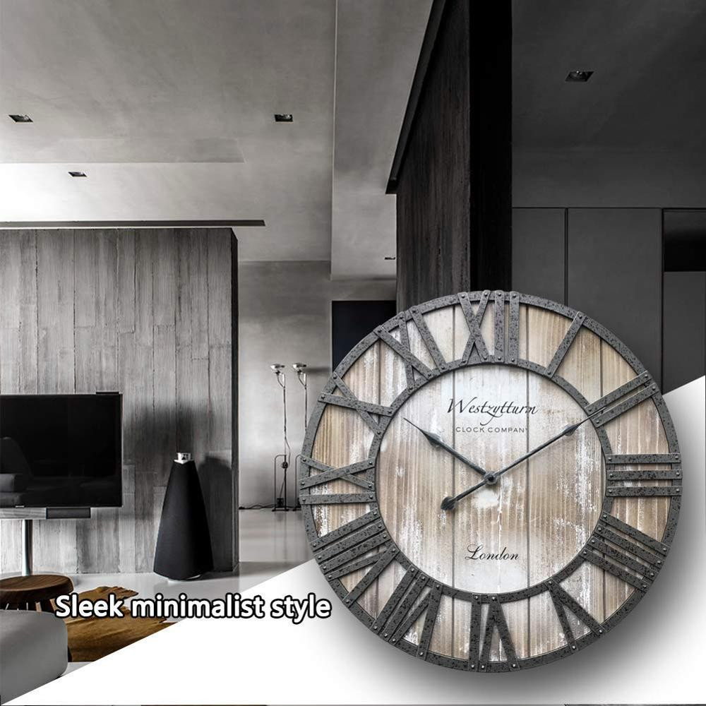 Buy Wood Clock 18 Inches Large Farmhouse Wooden Wall Clock Rustic ...