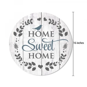 Wood Products Home Sweet Home Round Barnwood Sign Wall Decor Plaque