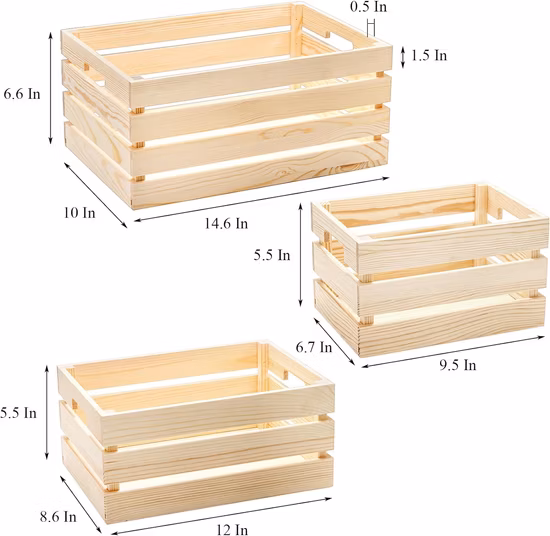 Import Wooden Organizer Box Wooden Container 1 Set of 3PCS Wood Crate from China