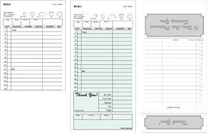 Writing guest check book 2 part printing with carbon paper and loosin packing for restaurant