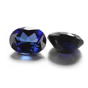 WuZhou Starsgem Oval Cut Lab Grown Synthetic Loose Gemstone Blue Sapphire