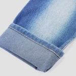 Yarn dyed heavy stock lot rib knitted denim fabric
