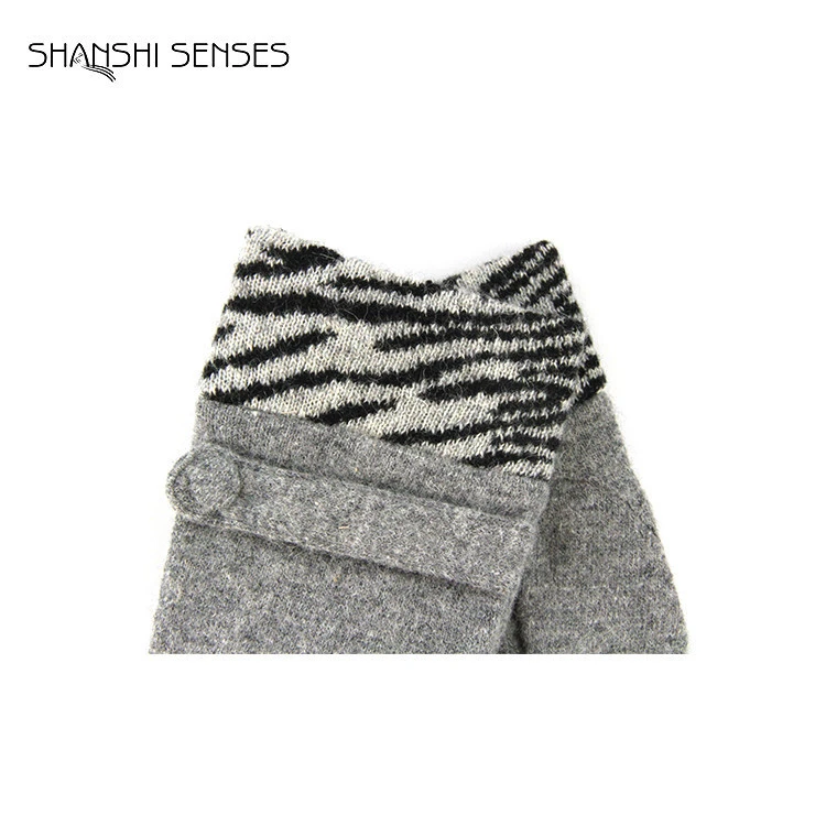 Zebra fabric cuff touchscreen gray color warm winter fabric gloves