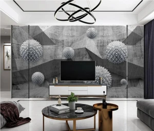 ZHIHAI Modern minimalist industrial style gray white 3D stereo sphere geometric background wall 3d wallpaper