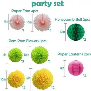 Zilue 16pcs Party Decoration Paper Honeycomb Ball Pom Poms Flowers Paper Lanterns Hanging Tissue Fan for Bridal Baby Shower Deco