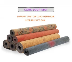 Cork rubber yoga mat eco-friendly 6mm Sport mat Custom yoga Non-slip fitness mat