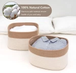 Cotton Rope Woven Basket With Handles for Shelves ,Toys ,Book, Cloth Storage Baskets for Organizing-