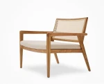 Handcrafted Teak Wood & Natural Rattan Lounge Chair – Sustainable Furniture