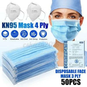 CE Premium 50Pcs in Box For 3 PLY Layers Non Woven Disposable Surgical Medical Face Shield Masks with Earloop Breathable