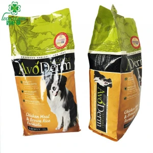 customized print dog food packaging bags ONY/PE material side gusset quad sealed composite bag
