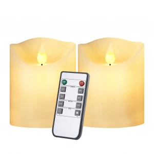 Newish Artificial pillar battery powered remote Control dancing flame moving wick electronic led candle light