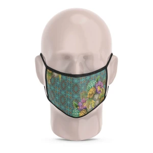 Set of 2 - Geometric Design Flowery Reusable Printed Face Mask