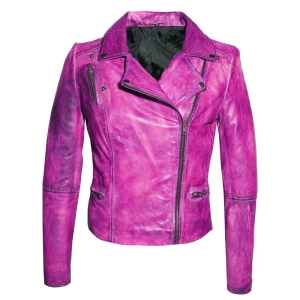 Fashionable Woman Jacket with Genuine Leather
