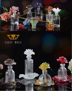 New Design Crystal Glass Flower Perfume Bottles
