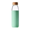 500ml BPA-free Bamboo Lid Glass Water Bottle Drinking Water Bottle With Silicone Sleeve And  Customized Color