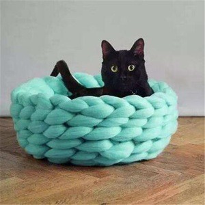 100% Natural Luxury Crochet Arm Knit Giant Chunky Cotton Tube Cave Pet Dog Cat Bed