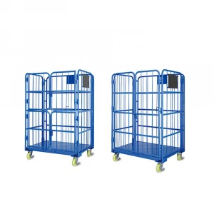 1100 *800*1700mm folding steel  roll container cage with 2 doors