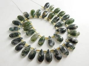 15X7 MM Pair Natural Green Moss Agate Smooth Teardrop,Loose Gemstone Bead,Earring,Fashionable Jewelry,Handmade