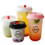 16oz Reusable U Shape Clear Plastic Bubble Tea/Juice/Coffee Cup with Lid
