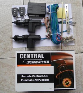 2 doors remote central lock kits with 100% copper wire,working frequency is 433.92mhz,1pc 2 wires actuator,1pcs 5 wire actuator