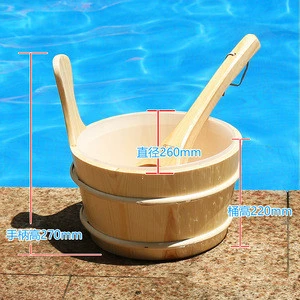 2017 Bottom Price Wholesale Sauna Equipment Wooden Bucket and Wooden Spoon