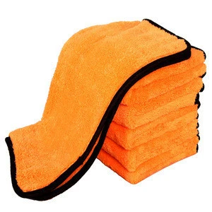 2018 New orange color easy clean weft knitting 500gsm 800gsm 1200gsm cleaning products microfiber drying car wash cloth towel