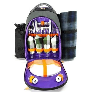 2018 super convenient picnic backpack bag for traveling with cutlery and picnic blanket