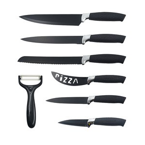 2019 Eco-friendly high quality 7pcs Switzerland royalty line non-stick coating color kitchen knife set