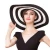 Import 2019 New Women Caps Black White Striped Large Floppy Foldable Hat Woman Straw hat Summer Wide Brim Beach Straw Sun Hats from China