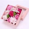 2020 New Arrival Valentines Gift Artificial Flower Soap Rose with Square Giftbox Wedding Party Decoration