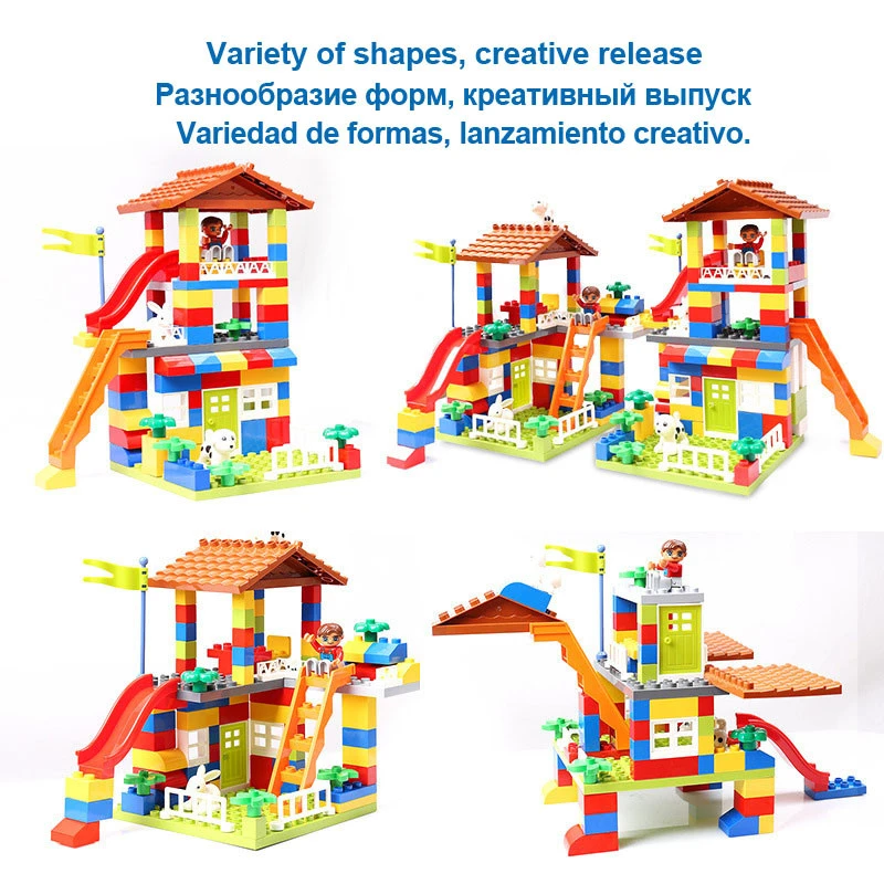 2020 new duplos house robot figures and plate track bricks compatible slegoINGlys duplos blocks set