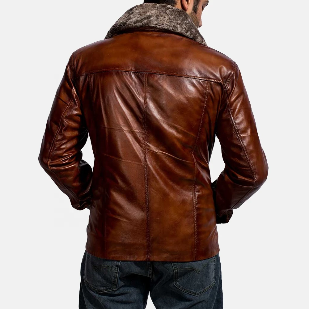 2020 New Fashion Style Brown Color Leather Jacket for Men Stand Collar Zipper Leather Jacket Winter Jacket Genuine Leather Shell