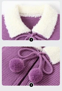2020 Newest Fur Vest Fashionable Sleeveless Baby Coat Winter Purple Sweater Vest for Kids with Bow