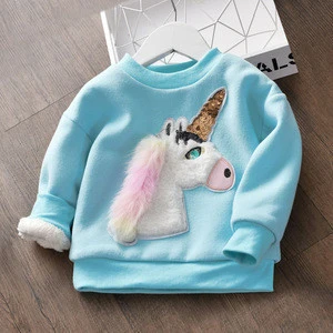2020 Winter fashion style toddler boys girls animal patched Crew neck warm Long Sleeve Pullover Sweatshirt